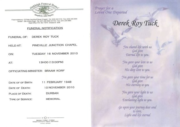 TUCK, Derek Roy 1948-2010