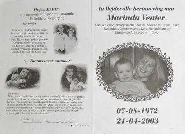 VENTER-Marinda-nee-Ceronio-1972-2003-F