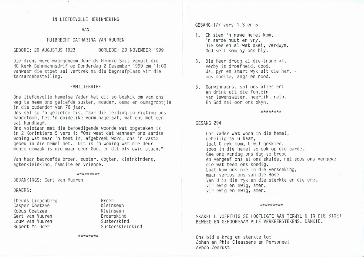 VUUREN-VAN-Huibrecht-Catharina-1923-1999-F-02