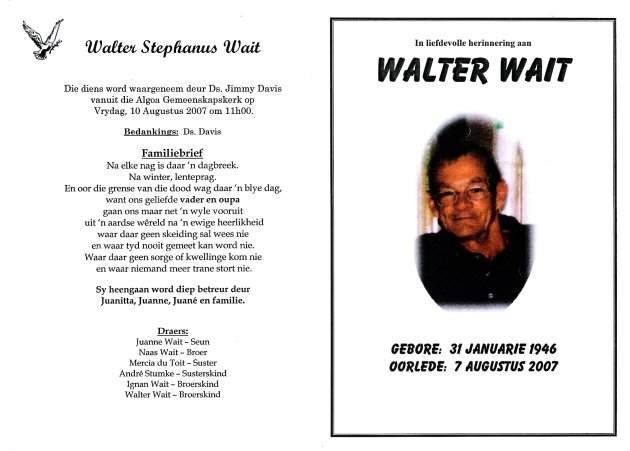WAIT, Walter Stephanus 1946-2007