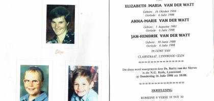 WATT-VAN-DER-Elizabeth-Maria-Nn-Elize-1956-1998-F---WATT-VAN-DER-Anna-Marie-Nn-Annamarie-1983-1998-F---WATT-VAN-DER-JanHendrik-1988-1998-M