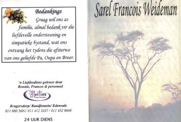 WEIDEMAN-Sarel-Francois-1923-2008-M