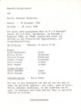 WOLMARANS-Petrus-Johannes-1922-1990-M